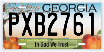GA license plate PXB2761