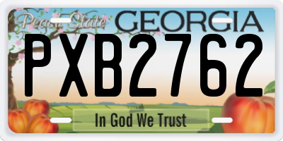 GA license plate PXB2762