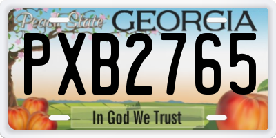 GA license plate PXB2765