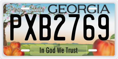 GA license plate PXB2769