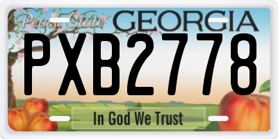GA license plate PXB2778