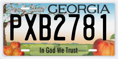 GA license plate PXB2781