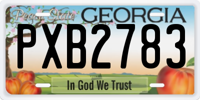 GA license plate PXB2783