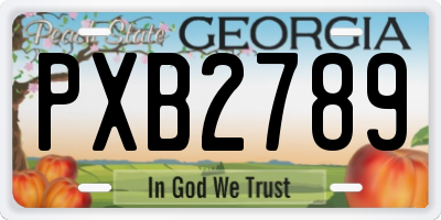 GA license plate PXB2789