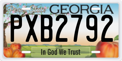 GA license plate PXB2792
