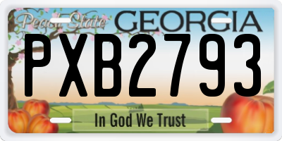 GA license plate PXB2793