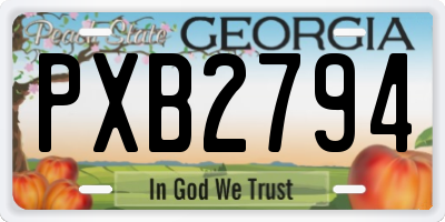 GA license plate PXB2794