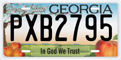 GA license plate PXB2795