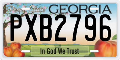 GA license plate PXB2796