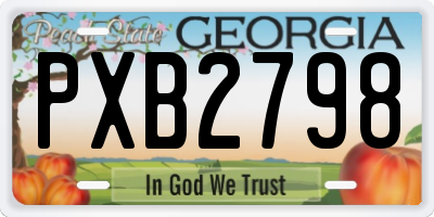 GA license plate PXB2798