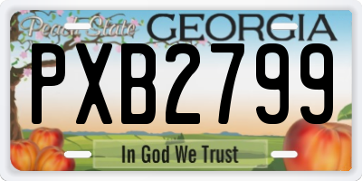 GA license plate PXB2799