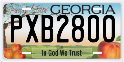 GA license plate PXB2800