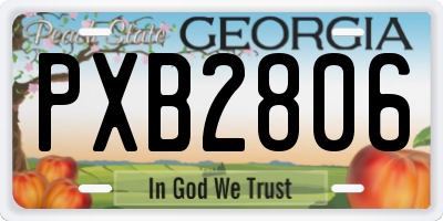 GA license plate PXB2806