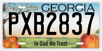 GA license plate PXB2837