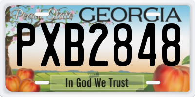 GA license plate PXB2848