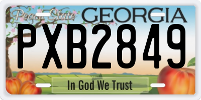 GA license plate PXB2849