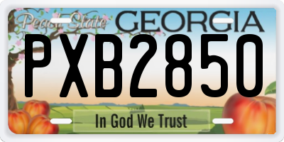 GA license plate PXB2850