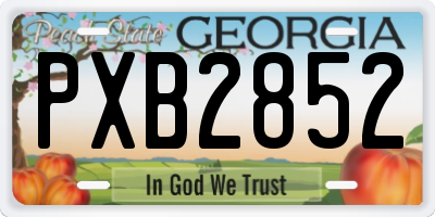 GA license plate PXB2852