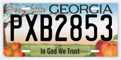 GA license plate PXB2853