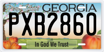 GA license plate PXB2860