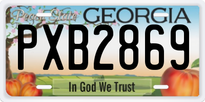 GA license plate PXB2869