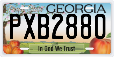 GA license plate PXB2880