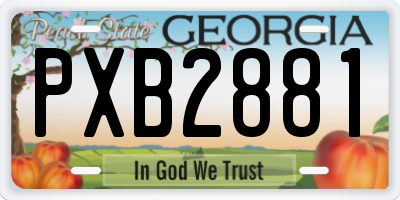 GA license plate PXB2881