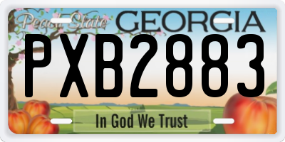 GA license plate PXB2883