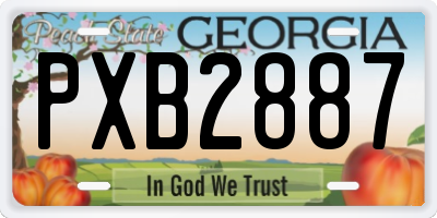 GA license plate PXB2887
