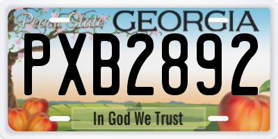 GA license plate PXB2892