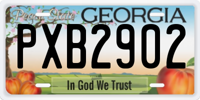 GA license plate PXB2902