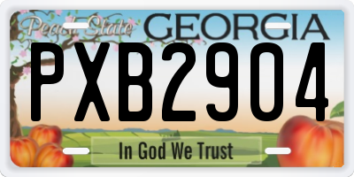 GA license plate PXB2904