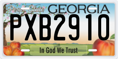 GA license plate PXB2910