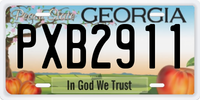 GA license plate PXB2911