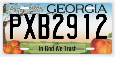 GA license plate PXB2912