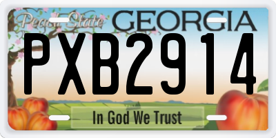GA license plate PXB2914