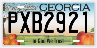GA license plate PXB2921