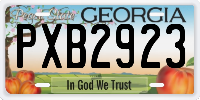 GA license plate PXB2923