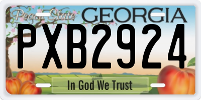 GA license plate PXB2924
