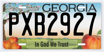 GA license plate PXB2927