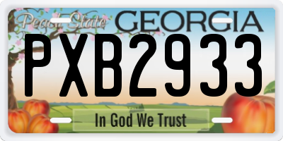 GA license plate PXB2933