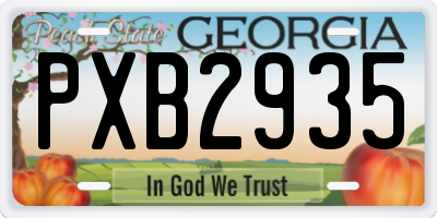 GA license plate PXB2935