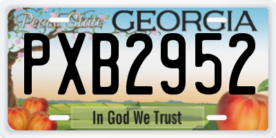 GA license plate PXB2952