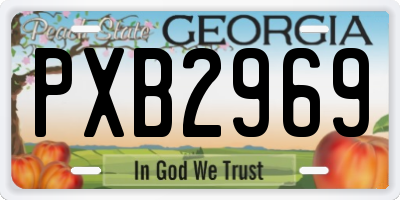 GA license plate PXB2969