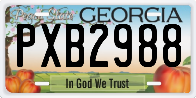 GA license plate PXB2988