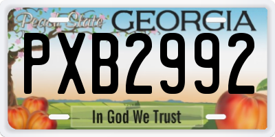 GA license plate PXB2992