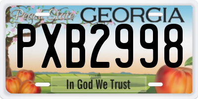 GA license plate PXB2998