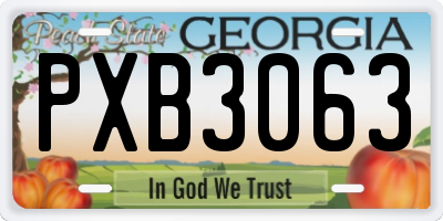 GA license plate PXB3063