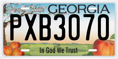 GA license plate PXB3070