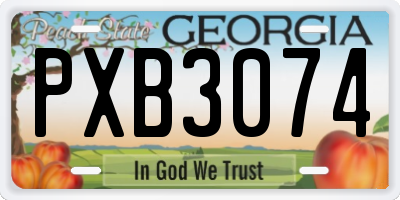 GA license plate PXB3074